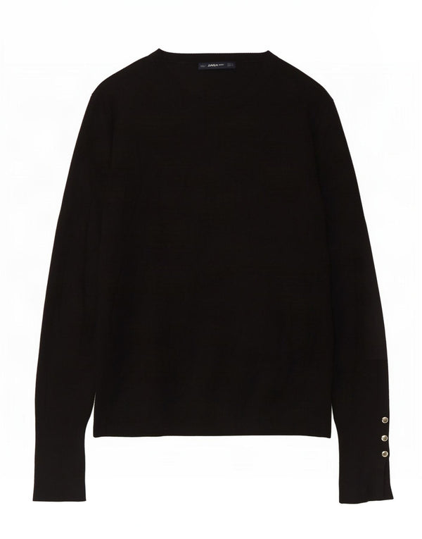 Zara Womens Boat Neck Jumper Sweater UK 14 Large Black