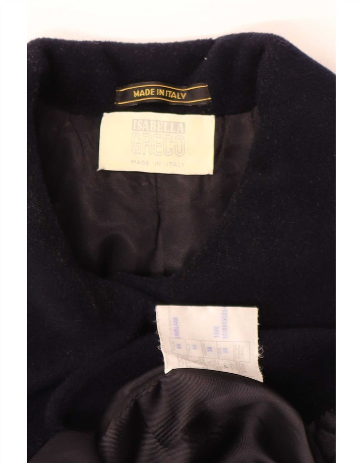 Isabella G Womens Overcoat IT 44 Medium Navy Blue Wool