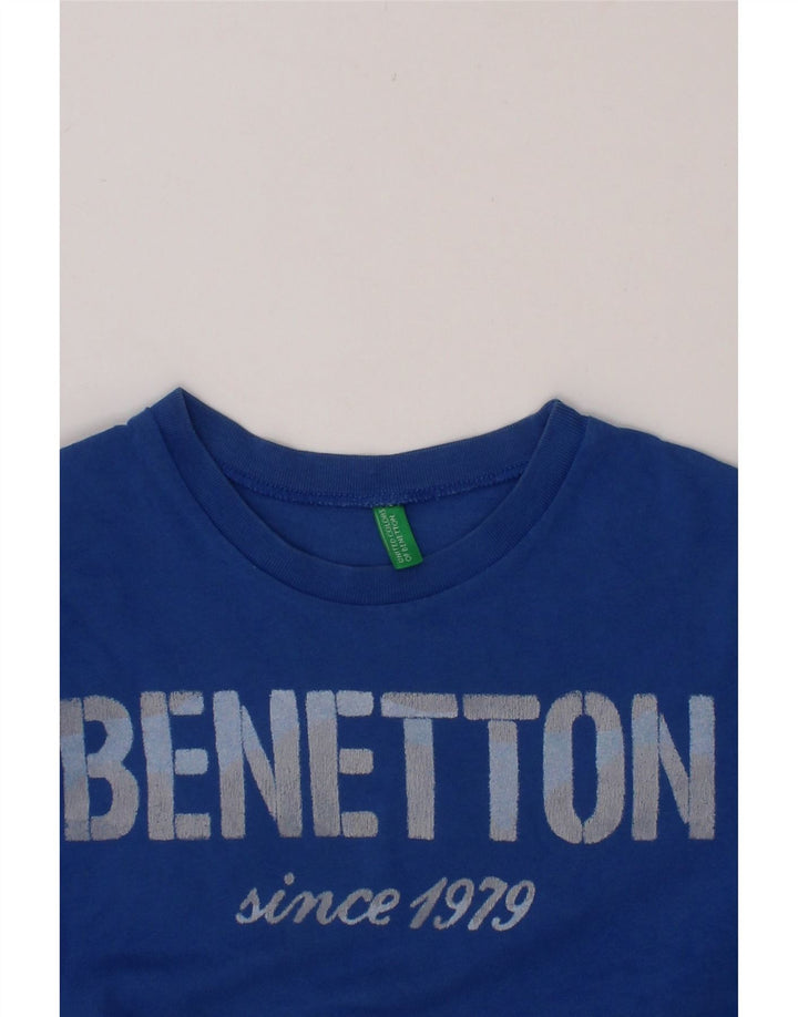BENETTON Boys Graphic T-Shirt Top 7-8 Years Blue Vintage Benetton and Second-Hand Benetton from Messina Hembry 
