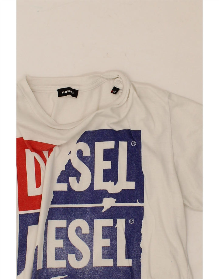 DIESEL Boys Graphic T-Shirt Top 11-12 Years White Cotton Vintage Diesel and Second-Hand Diesel from Messina Hembry 