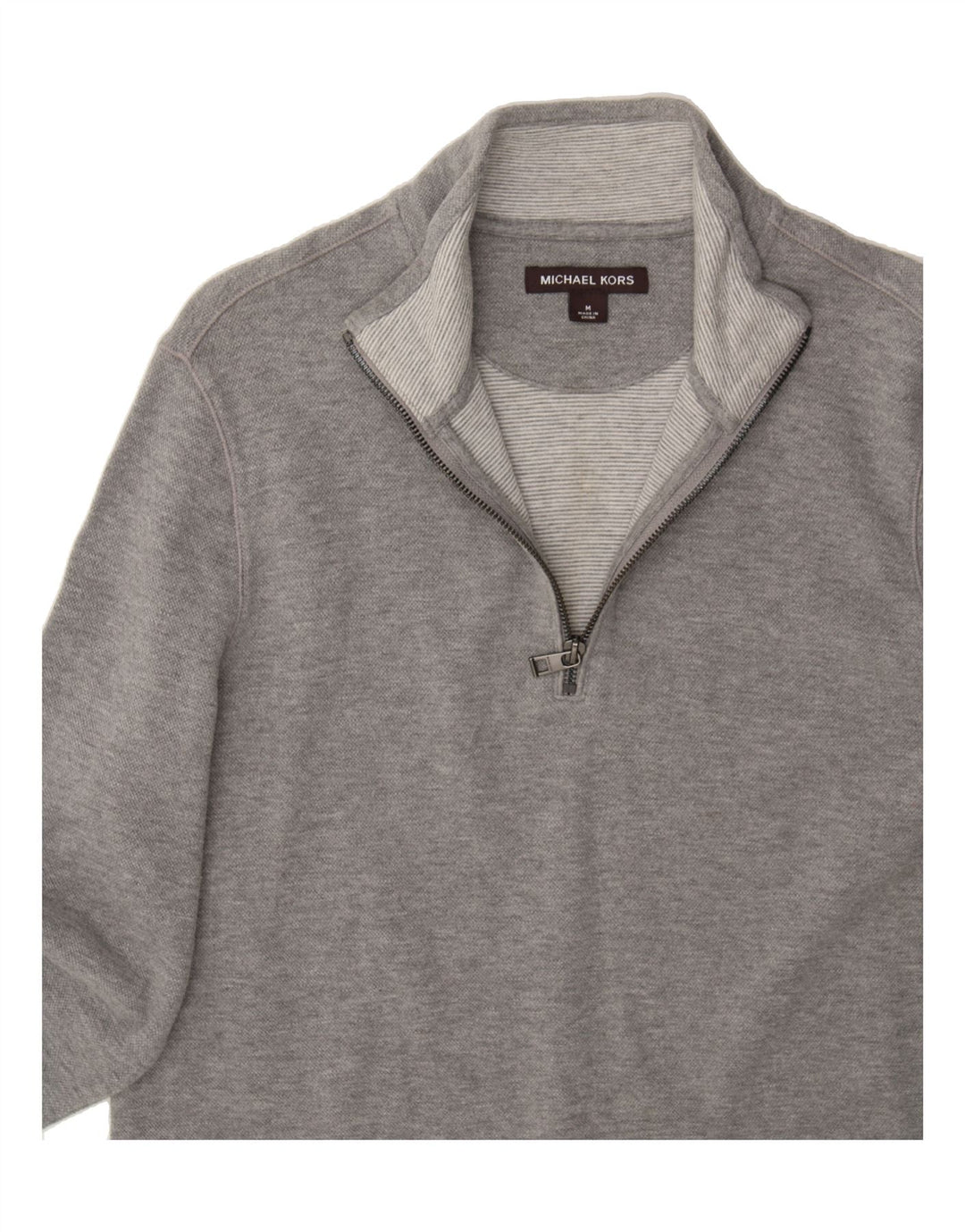 MICHAEL KORS Mens Zip Neck Top Long Sleeve Medium Grey Cotton Vintage Michael Kors and Second-Hand Michael Kors from Messina Hembry 