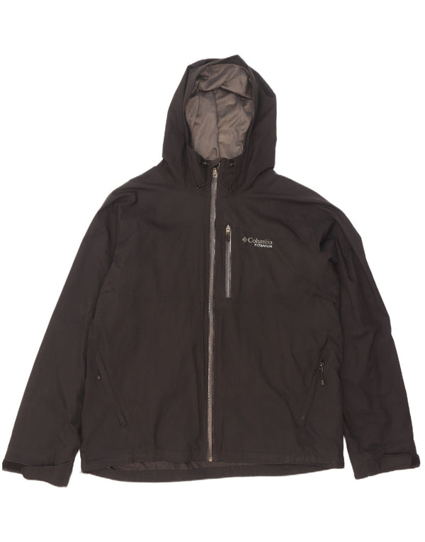 Columbia Mens Titanium Hooded Rain Jacket UK 42 XL Black Polyester