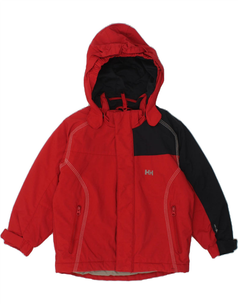 HELLY HANSEN Boys Hooded Windbreaker Jacket 4-5 Years Red Colourblock | Vintage Helly Hansen | Thrift | Second-Hand Helly Hansen | Used Clothing | Messina Hembry 