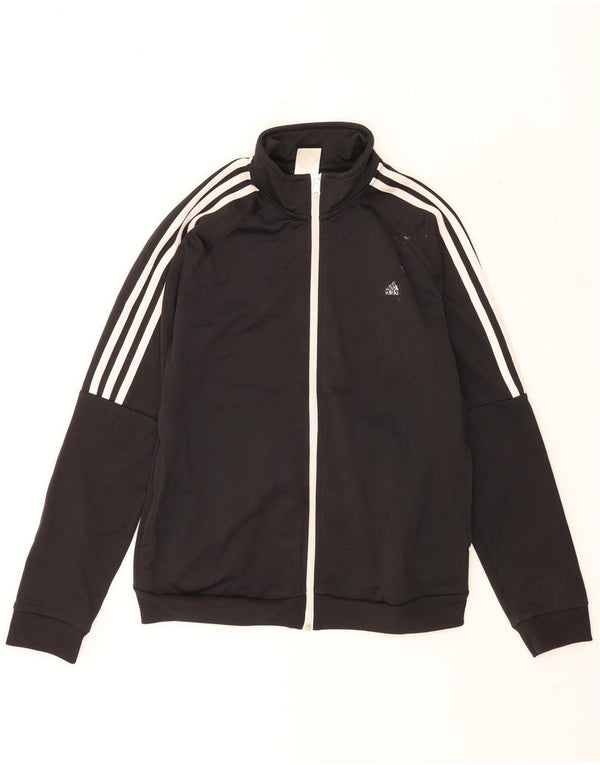 Adidas Womens Tracksuit Top Jacket UK 12/14 Medium Black Polyester