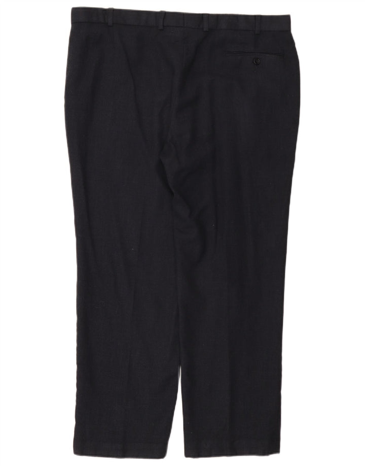 Marks & Spencer Mens Straight Suit Trousers W40 L29 Navy Blue Wool
