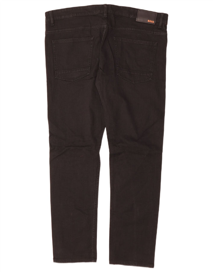 HUGO BOSS Mens Delaware Slim Fit Casual Trousers W36 L30 Black Cotton