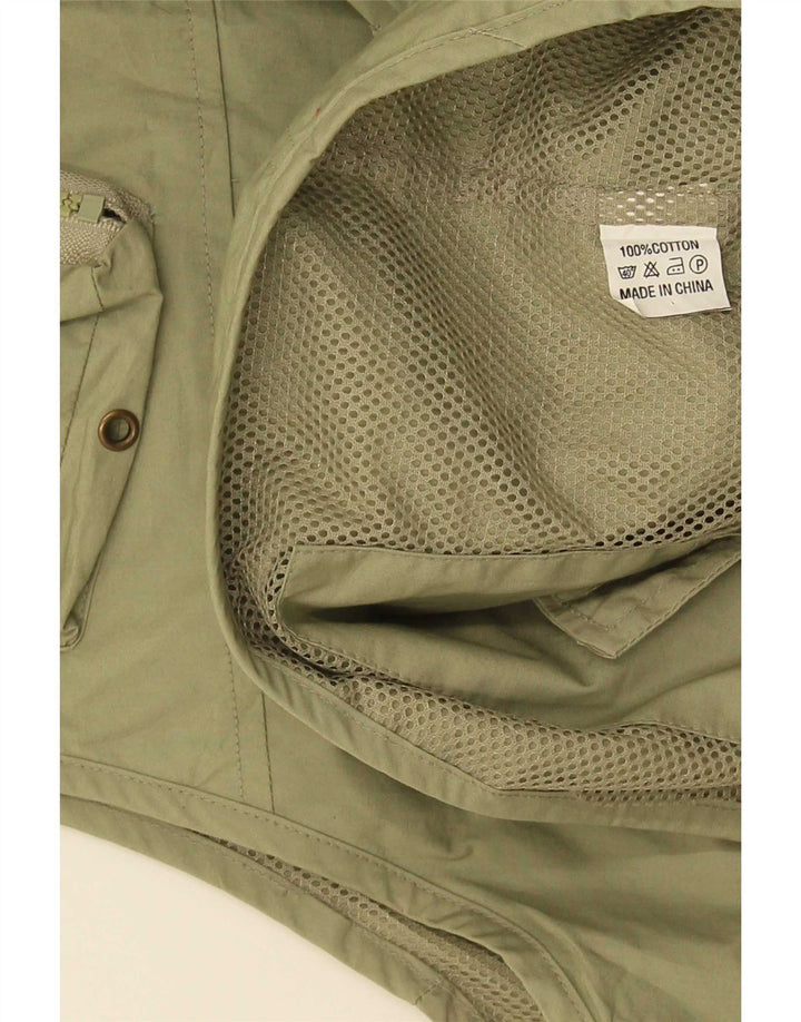 Vintage Mens Utility Gilet IT 58 4XL Khaki Cotton