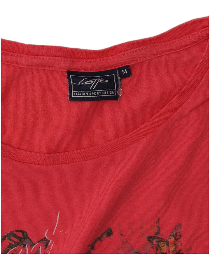 Lotto Womens Graphic T-Shirt Top UK 12 Medium Pink