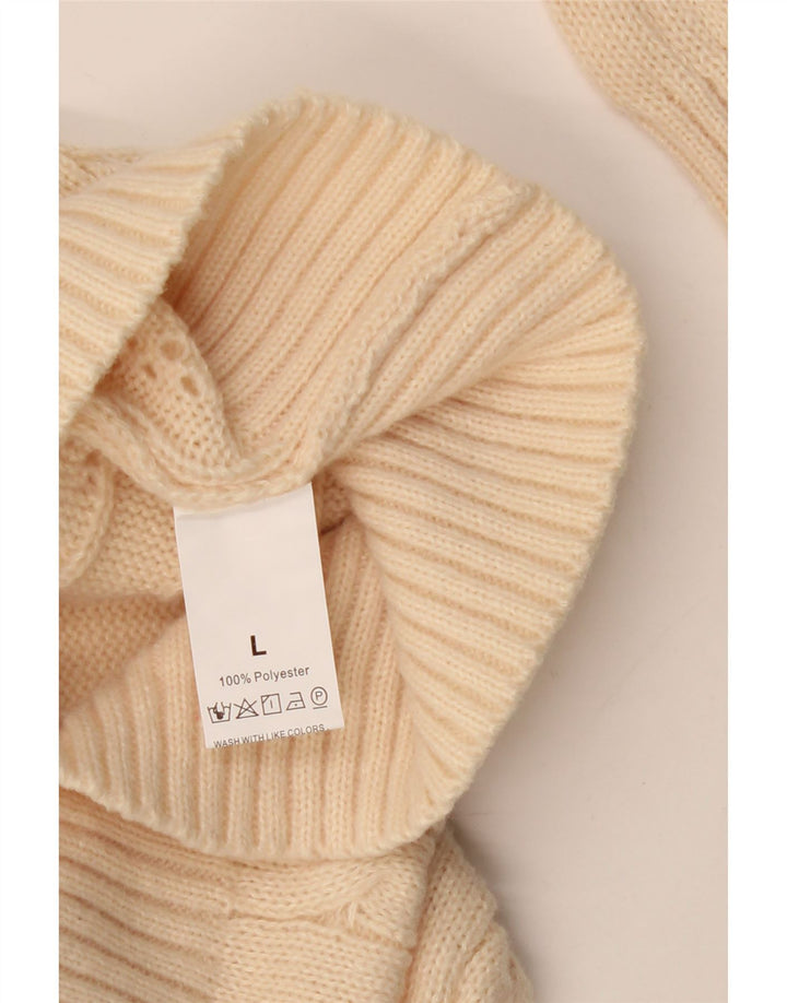 VINTAGE Womens Cardigan Sweater UK 16 Large Beige Polyester