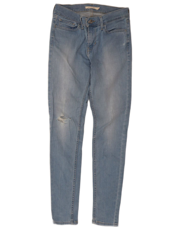 Levi's Womens 710 Distressed Super Skinny Jeans W28 L30 Blue Cotton