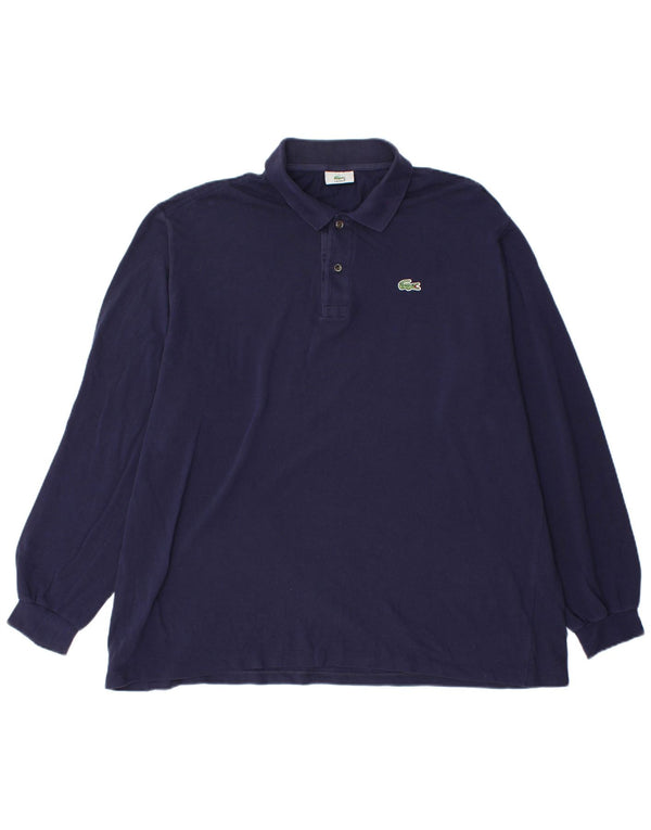 Lacoste Mens Long Sleeve Polo Shirt Size 7 2XL Navy Blue Cotton