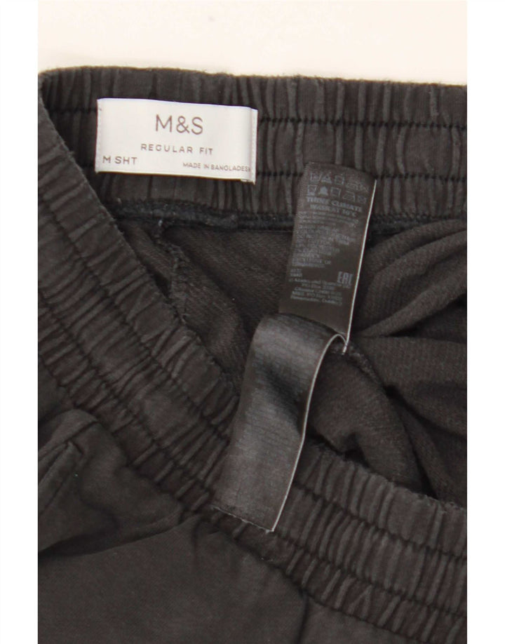 Marks & Spencer Mens Regular Fit Tracksuit Trousers Medium Black Cotton