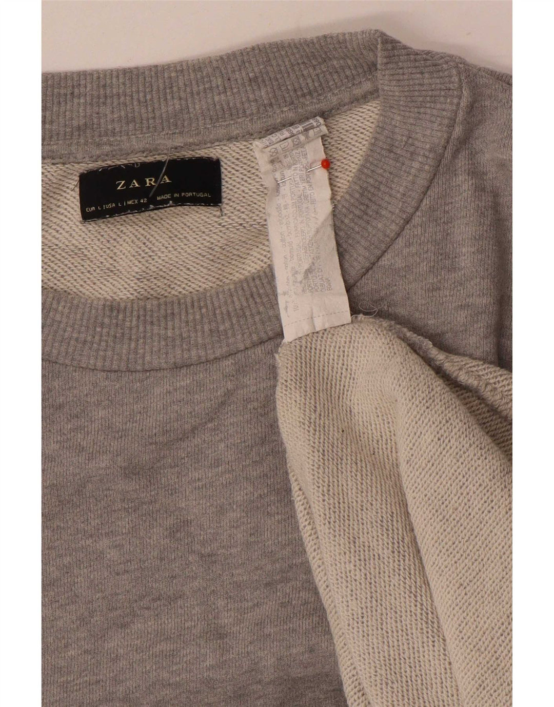 Zara Mens Sweatshirt Jumper Large Grey Flecked Cotton