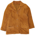 Conbipel Womens Suede 3 Button Blazer Jacket UK 14 Medium Brown Leather