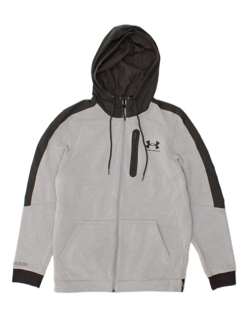 UNDER ARMOUR Mens Graphic Zip Hoodie Sweater Small Grey Colourblock | Vintage Under Armour | Thrift | Second-Hand Under Armour | Used Clothing | Messina Hembry 