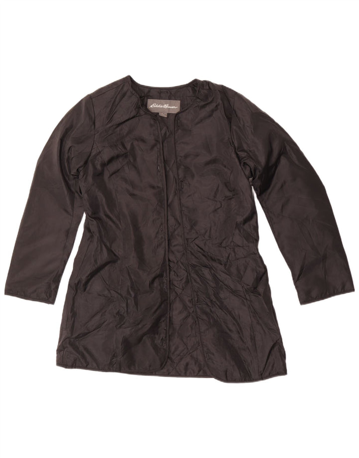 Eddie Bauer Womens Bomber Jacket UK 14 Medium Black Polyester