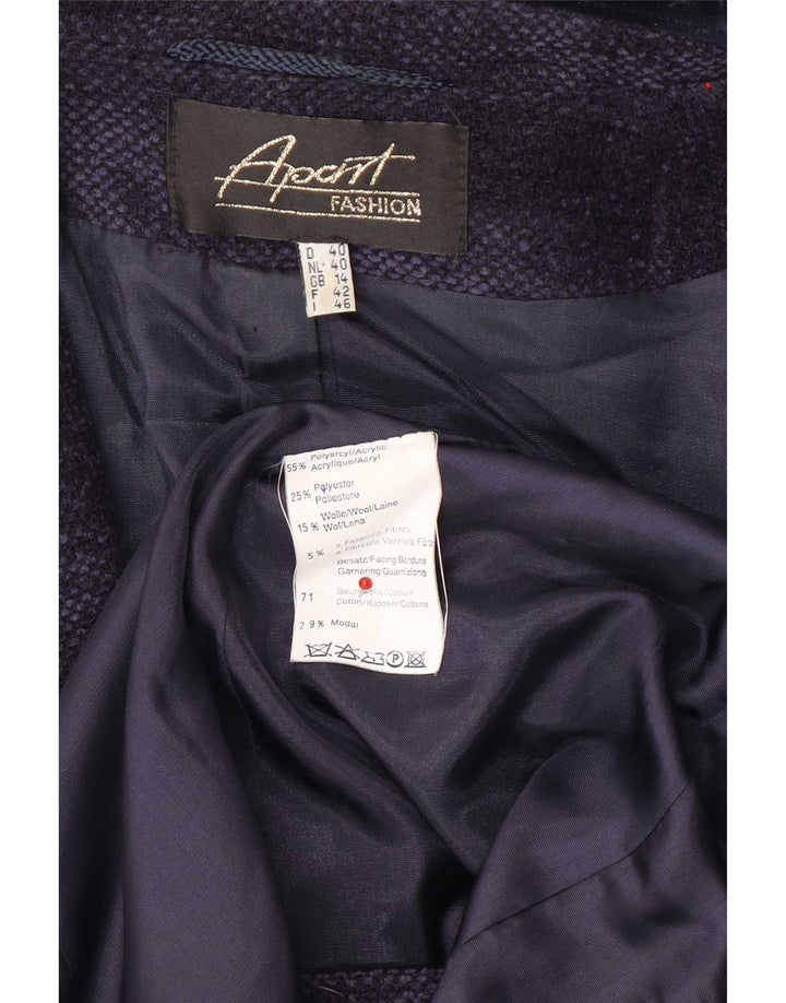 Apart Womens Open Blazer Jacket UK 14 Large Navy Blue Acrylic