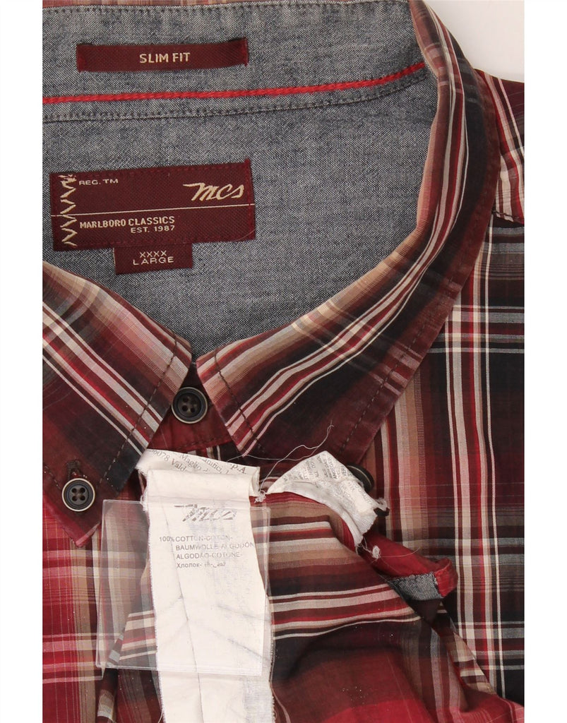 MARLBORO CLASSICS Mens Slim Fit Shirt 4XL Red Check Cotton Vintage Marlboro Classics and Second-Hand Marlboro Classics from Messina Hembry 