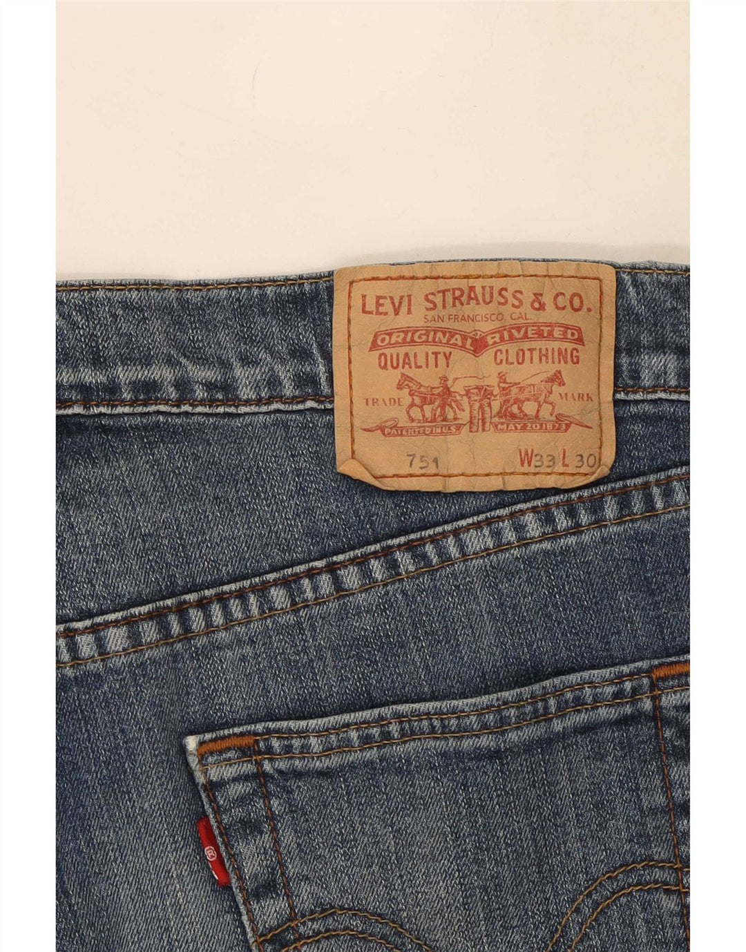 Levi's Mens 751 Denim Shorts W33 Medium Blue Cotton
