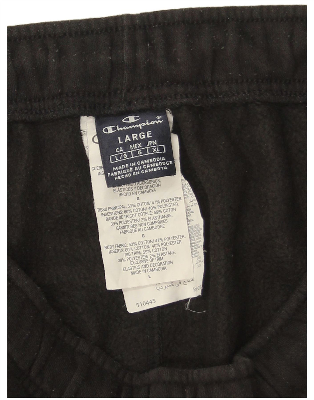 Champion Mens Tracksuit Trousers Joggers Large  Black Cotton