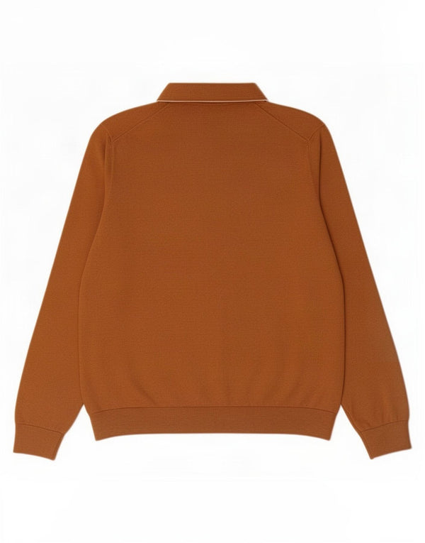 Marks & Spencer Mens Polo Neck Jumper Sweater Large Brown Cotton