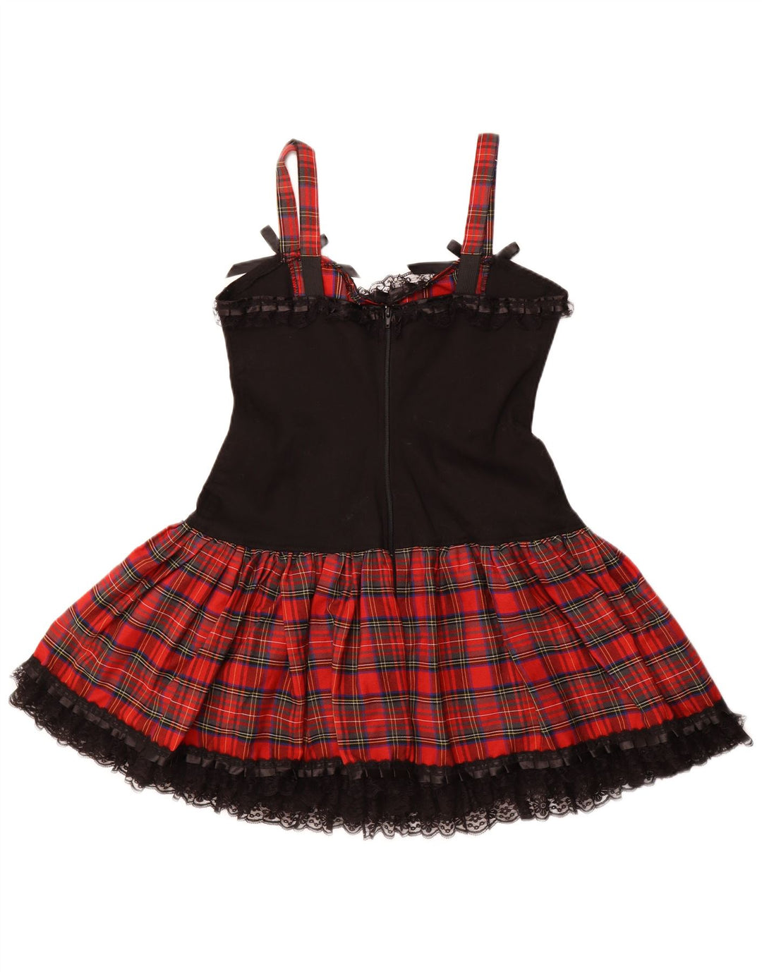 VINTAGE Womens Sleeveless A-Line Dress UK 16 Large Red Check Cotton