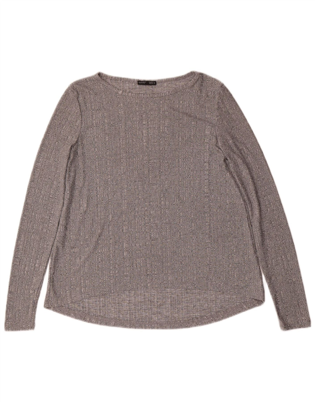 Zara Womens Top Long Sleeve UK 10 Small Grey Flecked