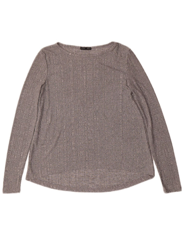 Zara Womens Top Long Sleeve UK 10 Small Grey Flecked