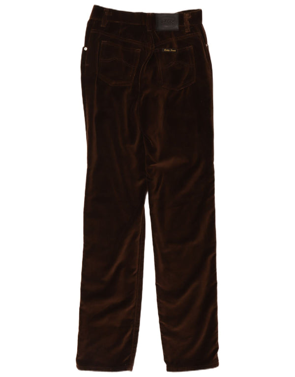 Vintage Womens Straight Velvet Casual Trousers W31 L33 Brown Cotton