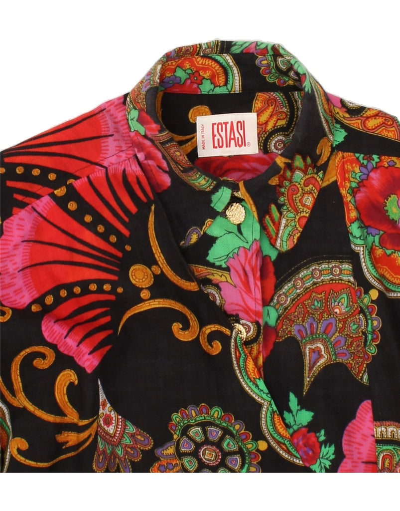 VINTAGE Womens Front Tie Shirt Blouse UK 12 Medium Multicoloured Floral Vintage Vintage and Second-Hand Vintage from Messina Hembry 