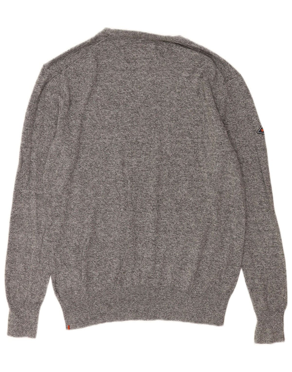 Superdry Mens Boat Neck Jumper Sweater Medium Grey Cotton