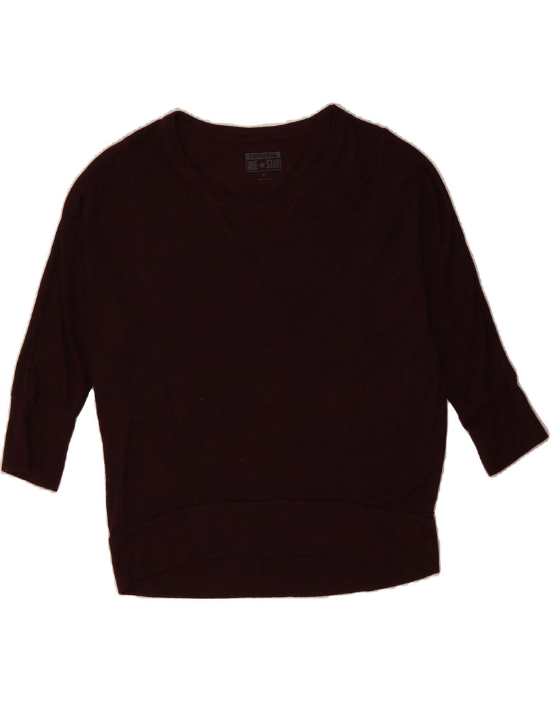 CONVERSE Womens Boat Neck Jumper Sweater UK 14 Medium Maroon Flecked Vintage Converse and Second-Hand Converse from Messina Hembry 