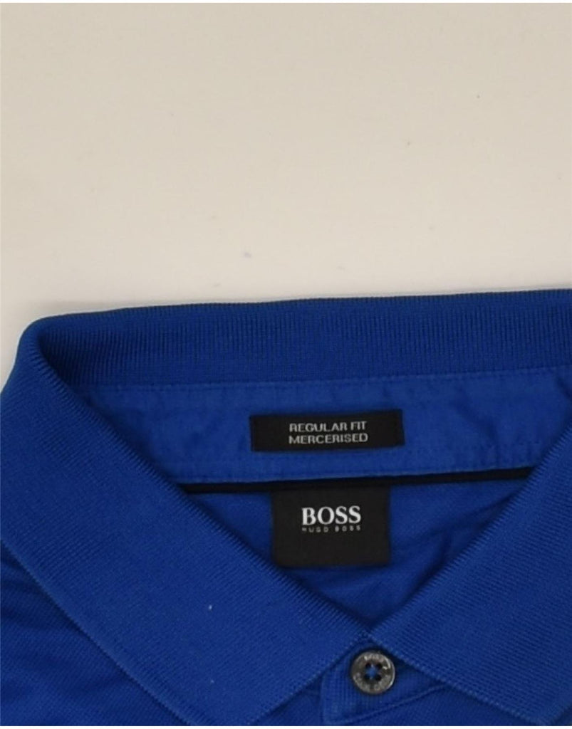 HUGO BOSS Mens Regular Fit Polo Shirt Small Blue Cotton | Vintage Hugo Boss | Thrift | Second-Hand Hugo Boss | Used Clothing | Messina Hembry 