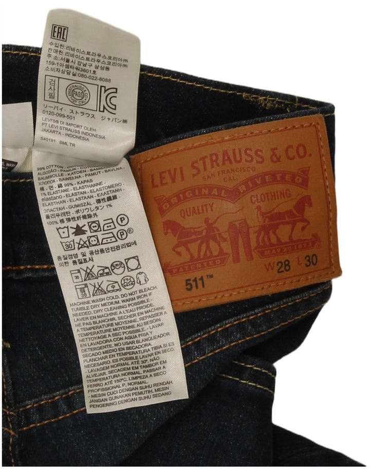 Levi's Mens 511 Slim Jeans W28 L30 Navy Blue Cotton