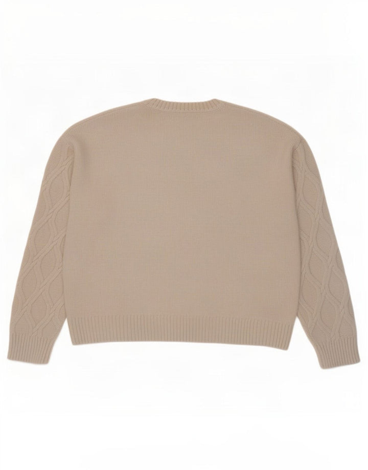 Marks & Spencer Womens Crew Neck Jumper Sweater UK 14 Medium Beige