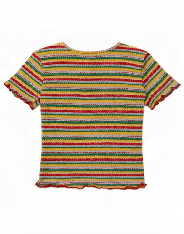 Zara Womens Trafaluc Crop Blouse Top UK 8 Small Multicoloured Striped