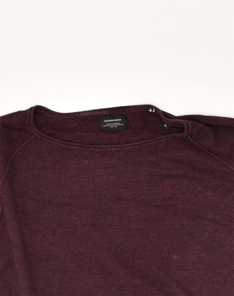 JACK & JONES Mens Boat Neck Jumper Sweater XL Burgundy Cotton | Vintage Jack & Jones | Thrift | Second-Hand Jack & Jones | Used Clothing | Messina Hembry 