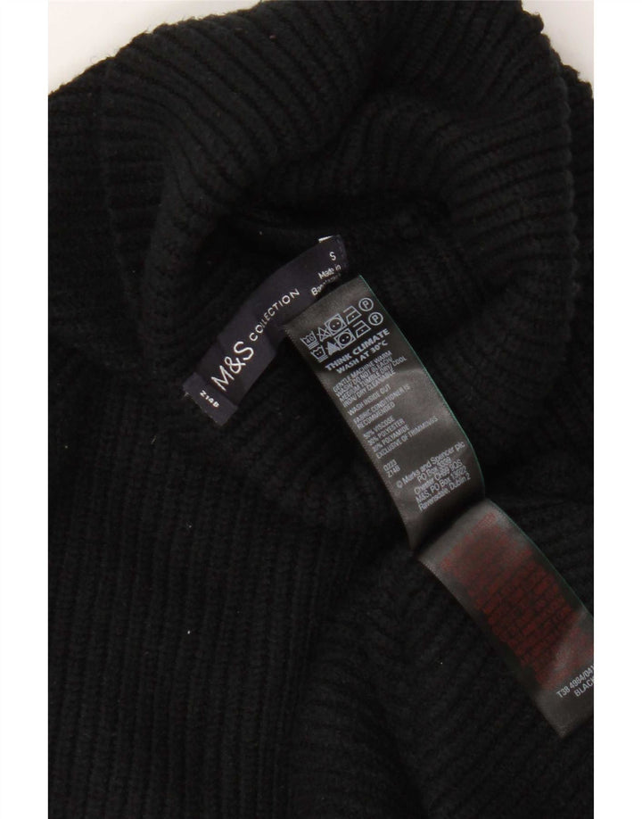 Marks & Spencer Womens Roll Neck Jumper Sweater UK 10 Small Black Viscose