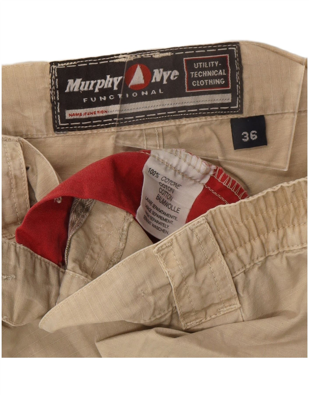 MURPHY & NYE Mens Cargo Shorts W36 Large Beige Cotton