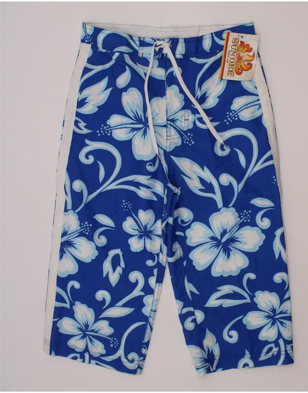 SUNDEK Boys Swimming Shorts 15-16 Years  Blue Floral Polyester Vintage Sundek and Second-Hand Sundek from Messina Hembry 