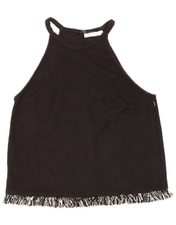 Zara Womens Trafaluc Crop Halter Top UK 10 Small Black