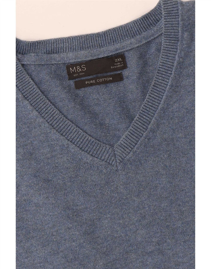 Marks & Spencer Mens Vest Tank Top 2XL Blue Cotton