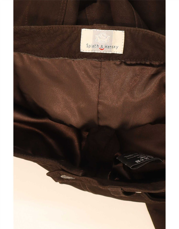 Spieth & Wensky Mens Straight Leather Trousers EU 48 Medium W32 L33 Brown