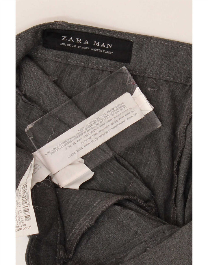 Zara Mens Slim Chino Trousers EU 40 Medium W31 L28 Grey Polyester