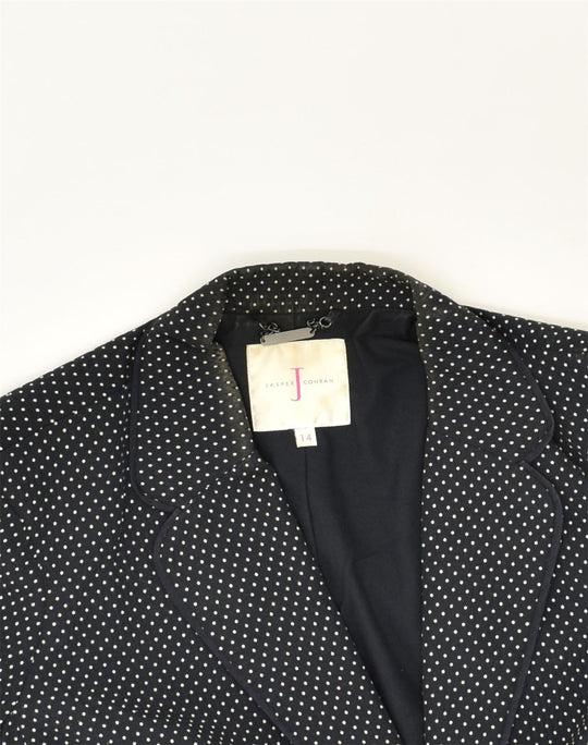 JASPER CONRAN Womens 1 Button Blazer Jacket UK 14 Medium Black Polka Dot Vintage Second Hand Clothing Online Messina Hembry