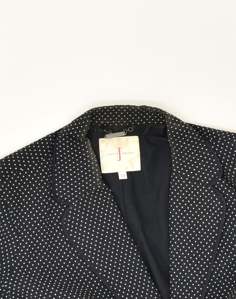 JASPER CONRAN Womens 1 Button Blazer Jacket UK 14 Medium  Black Polka Dot | Vintage Jasper Conran | Thrift | Second-Hand Jasper Conran | Used Clothing | Messina Hembry 