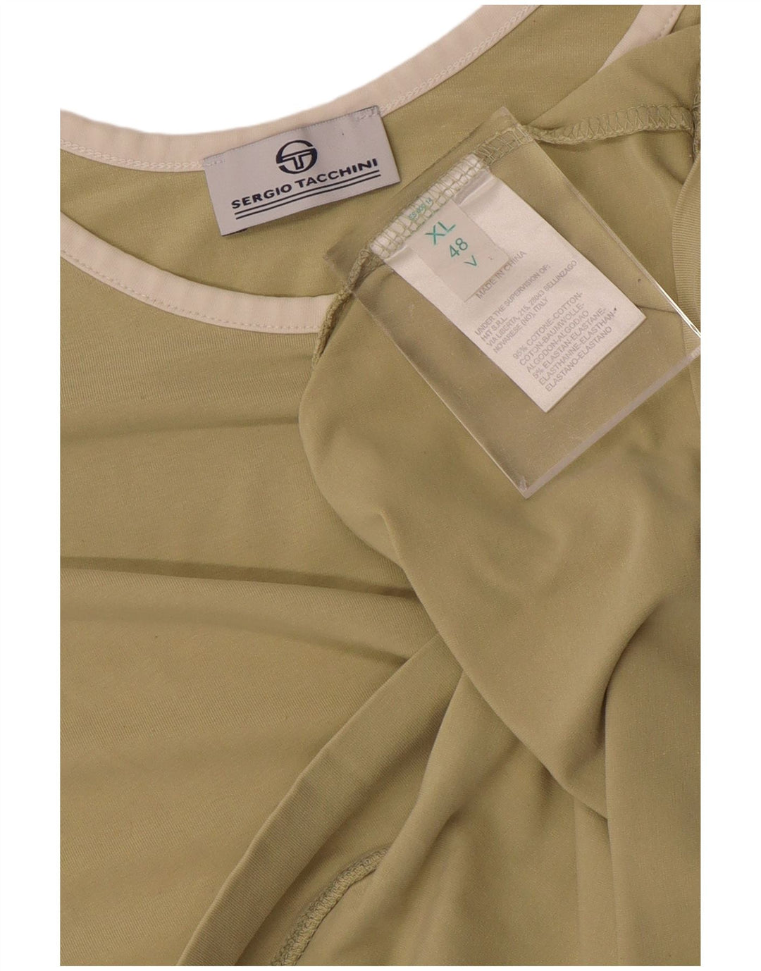 SERGIO TACCHINI Womens Top 3/4 Sleeve IT 48 XL Khaki Cotton