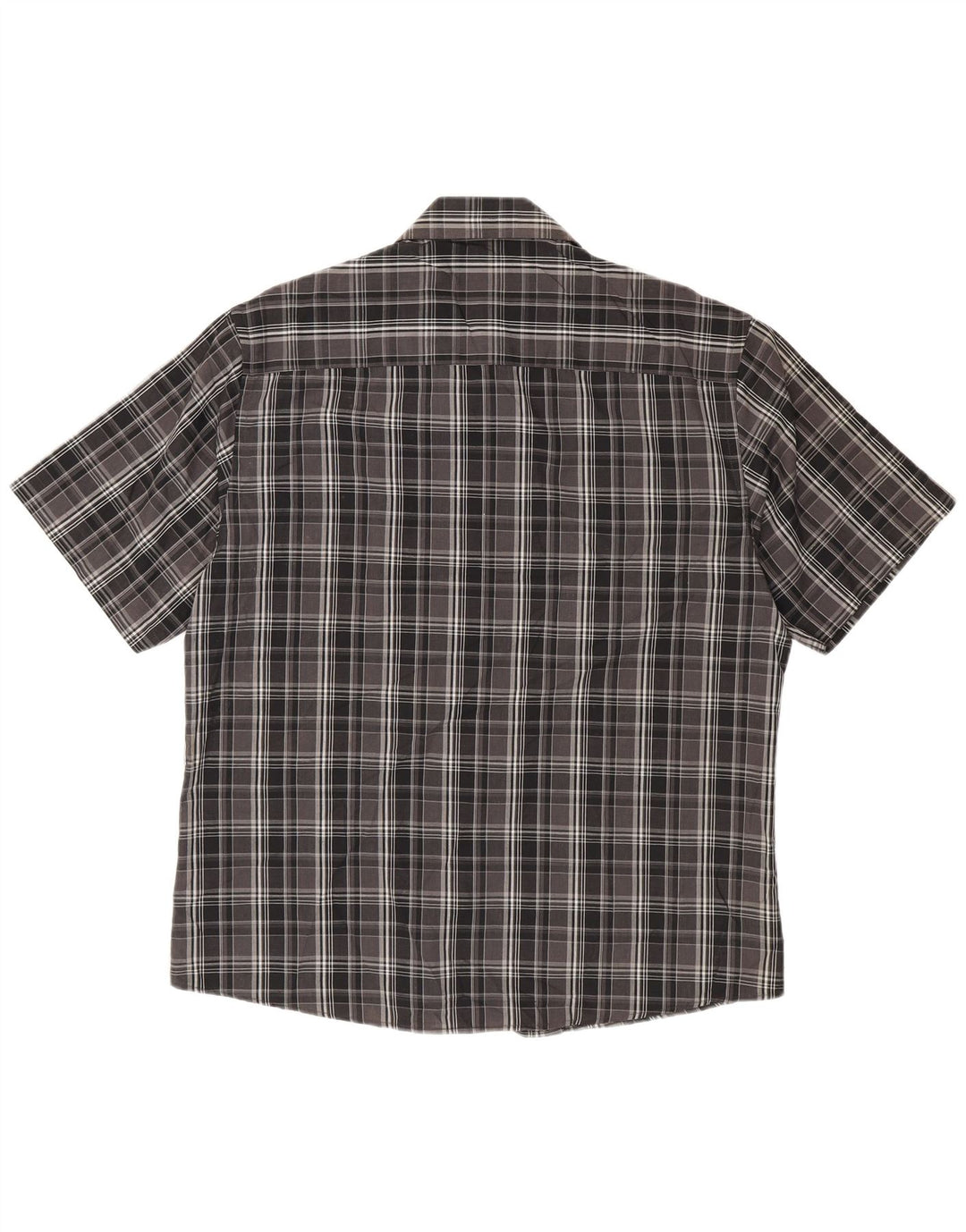 Pierre Cardin Mens Short Sleeve Shirt XL Black Check Polyester