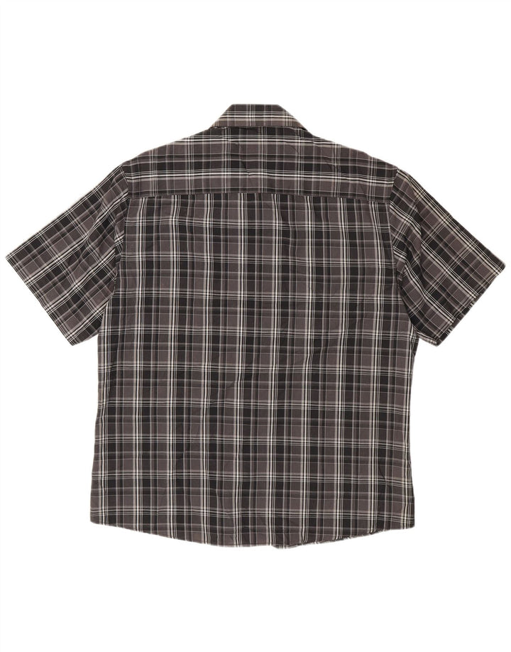 Pierre Cardin Mens Short Sleeve Shirt XL Black Check Polyester