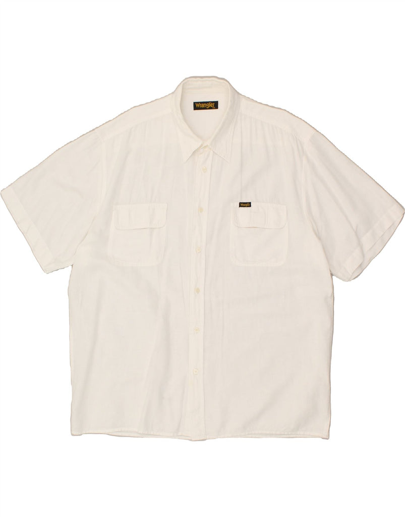 WRANGLER Mens Short Sleeve Shirt 2XL White Cotton | Vintage Wrangler | Thrift | Second-Hand Wrangler | Used Clothing | Messina Hembry 